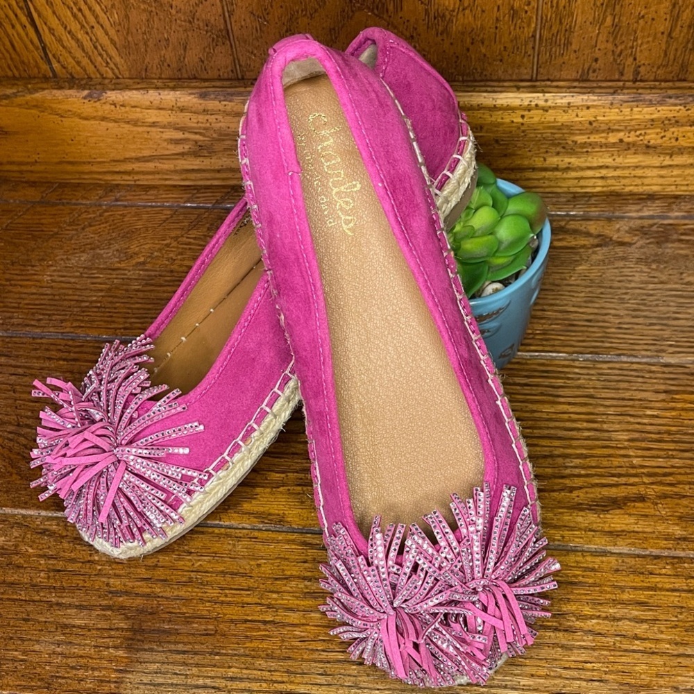 Charles by Charles Davis Women’s Omen Rhinestone Encrusted Pompom Espadrille 6.5 - Picture 4 of 11